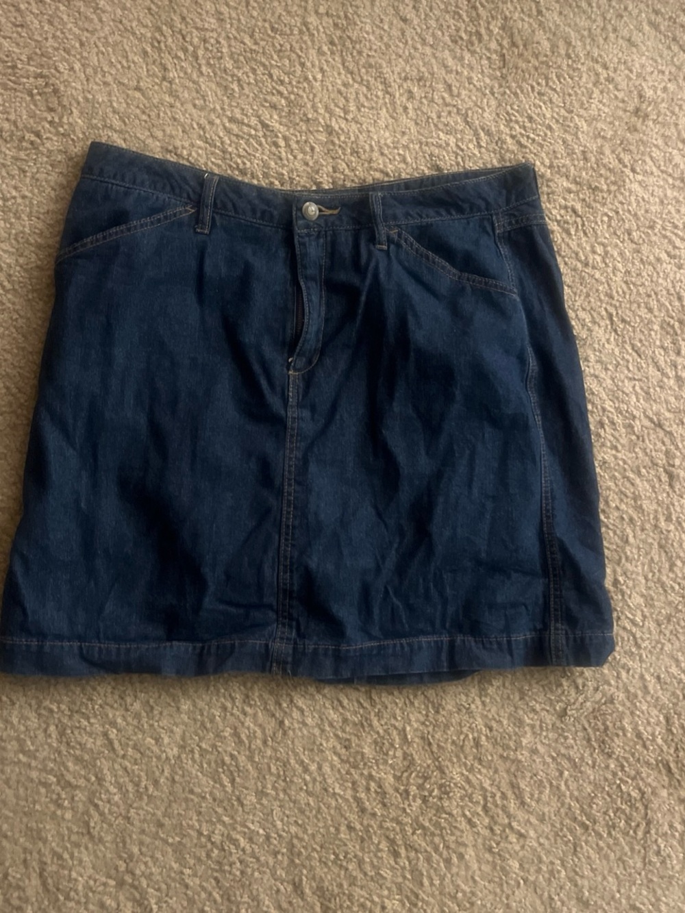 Woman Within Dark Blue Denim Mini Skirt